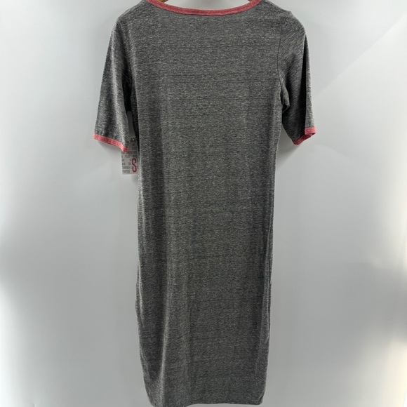 LuLaRoe Julia Midi Dress Small Heathered Grey with Dark Pink Trim NWT - Picture 6 of 7